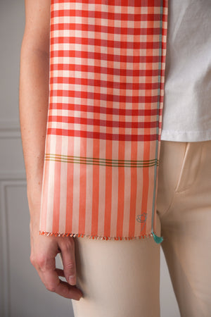 Petit foulard Krama en soie melon femme