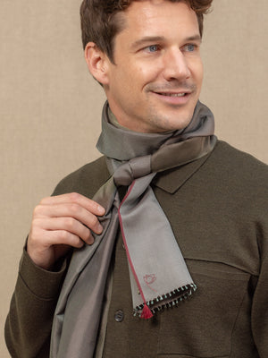 Petit foulard Twin en soie kaki homme
