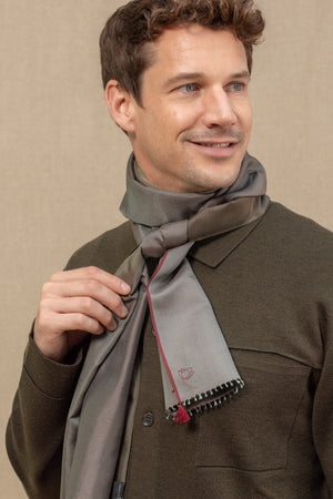 Petit foulard Twin en soie kaki homme