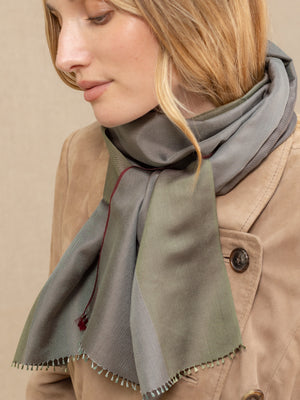 Petit foulard Twin en soie kaki femme