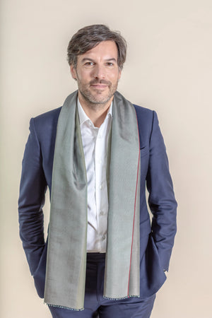 Petit foulard Twin en soie kaki homme
