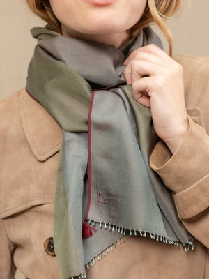 Petit foulard Twin en soie kaki femme