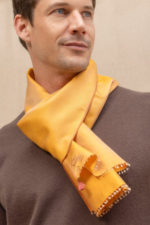 Petit foulard Twin en soie miel homme
