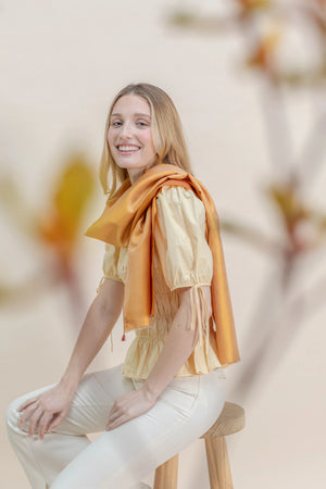 Petit foulard Twin en soie miel femme