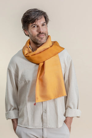 Petit foulard Twin en soie miel homme