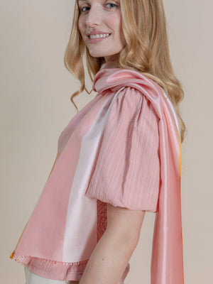 Petit foulard Twin en soie pêche femme