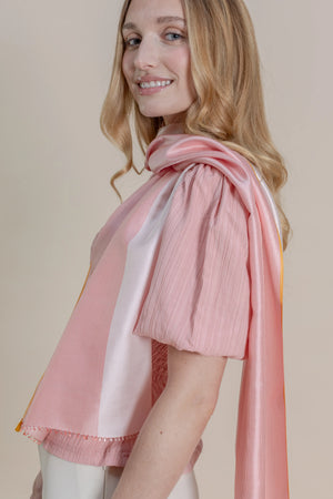 Petit foulard Twin en soie pêche femme