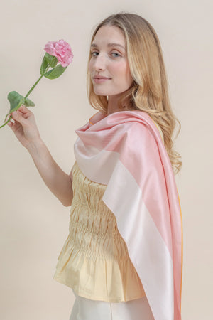 Petit foulard Twin en soie pêche femme