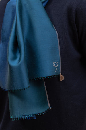 Petit foulard Twin en soie teal femme