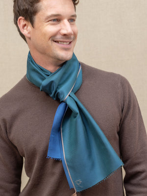 Petit foulard Twin en soie teal homme