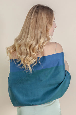 Petit foulard Twin en soie teal femme