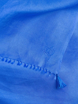 Petit foulard Uni en soie bleu