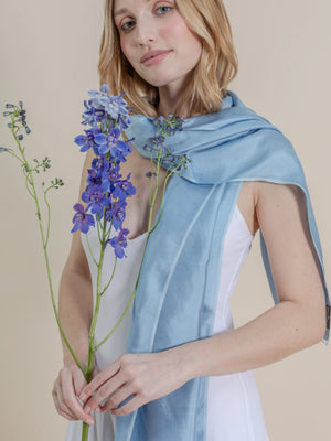 Petit foulard Uni en soie ciel femme
