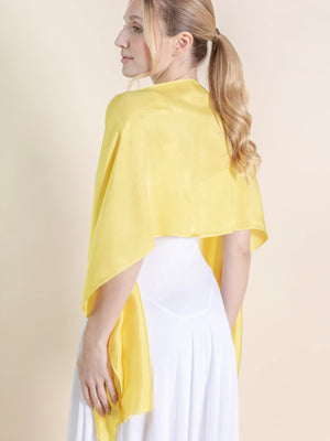 Petit foulard Uni en soie jaune canari femme