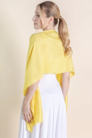 Petit foulard Uni en soie jaune canari femme