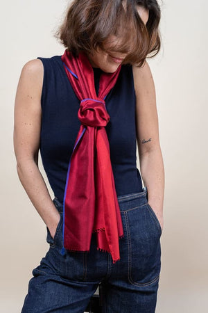 Petit foulard Bicolore en soie burgundy