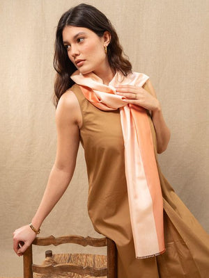 Foulard en soie bicolore blush 