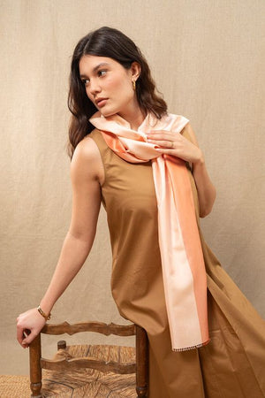 Foulard en soie bicolore blush 