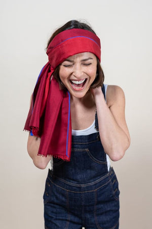 Petit foulard Bicolore en soie burgundy