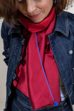 Petit foulard Bicolore en soie burgundy