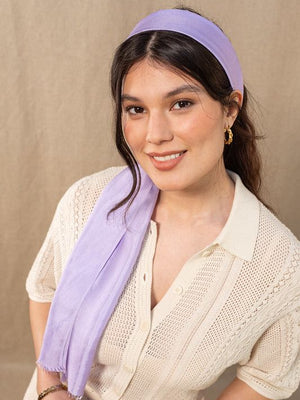Petit foulard en soie unie lavande 