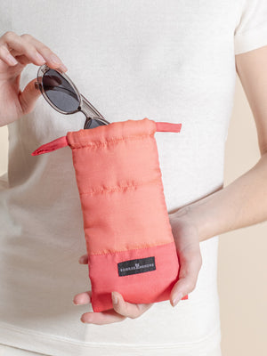 Pochette Etui Doudoune en soie bico corail