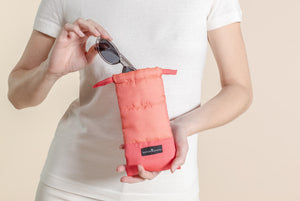 Pochette Etui Doudoune en soie bico corail