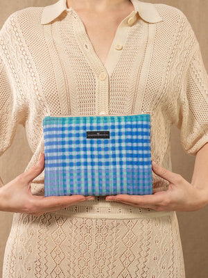 Pochette en soie Caprice bleu