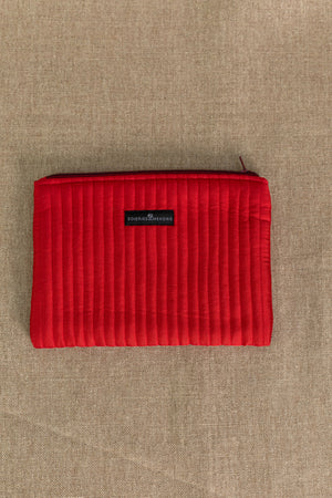 Red silk down jacket pouch