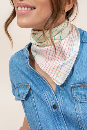 Foulard Quadrille en soie coton crème