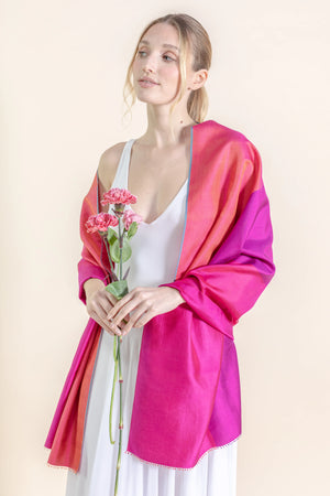 Etole Trio en soie rose bougainvillier