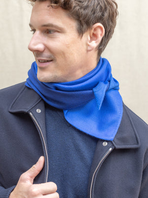 Triangle Harmonie bleu klein en soie cachemire homme