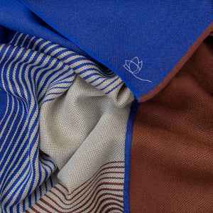 Carré 70 Horizon choco bleu en soie laine femme