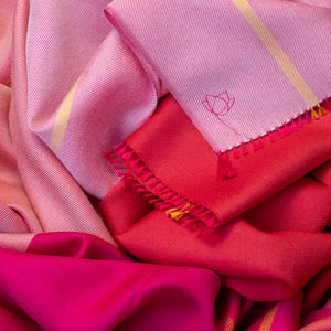 Echarpe Colorblock Rose en soie laine femme