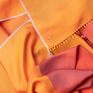 Petit foulard Bicolore en soie rouge orangé femme