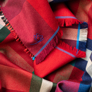 Square 70 Scottish in red cashmere silk