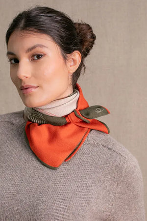 Square 70 Horizon in khaki orange wool silk
