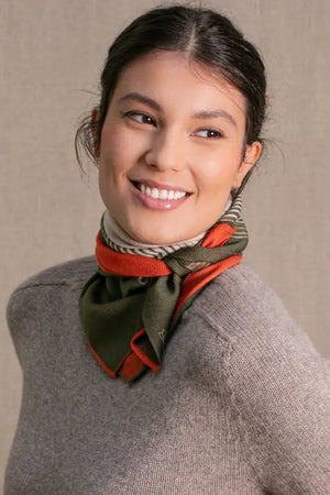 Square 70 Horizon in khaki orange wool silk