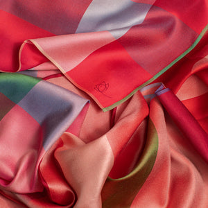 Carré en soie Madras rouge