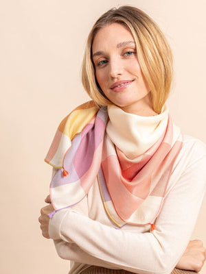 Carré Pastel en soie et cachemire blush