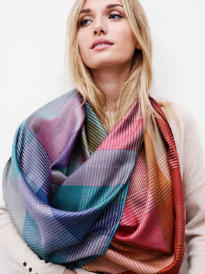 Carré Patchwork en soie multico