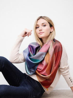 Carré Patchwork en soie multico