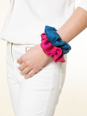Chouchous en soie - lot de 2 - fushia, bleu
