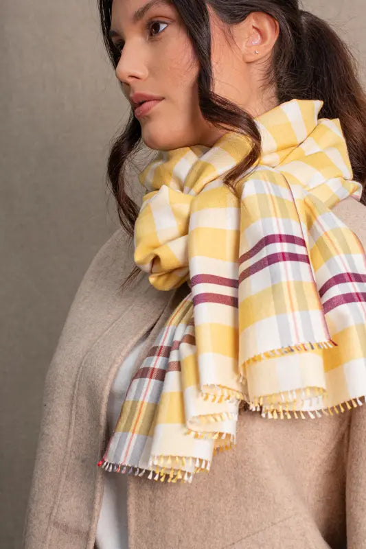 Echarpe Basile en soie laine jaune