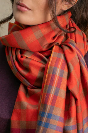 Echarpe Basile en soie laine paprika