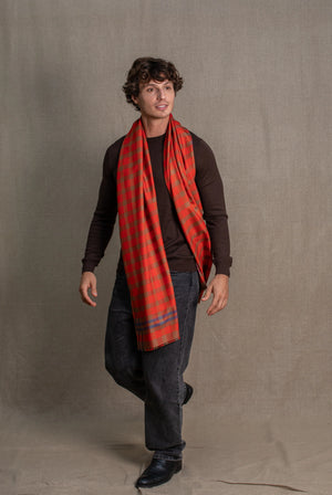 Echarpe Basile en soie laine paprika