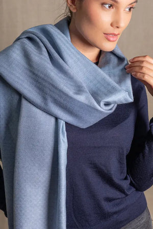 Deep blue cashmere silk stole