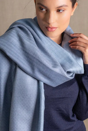 Deep blue cashmere silk stole