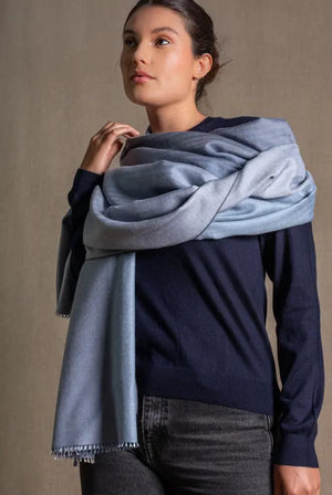 Deep blue cashmere silk stole