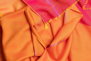 Echarpe Colorblock en soie laine orange